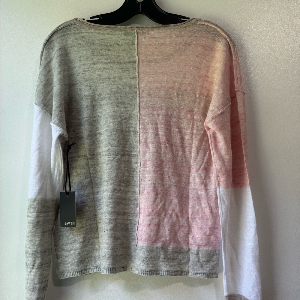 SWTR Linen Color Block Sweater Size Medium - Picture 5 of 10